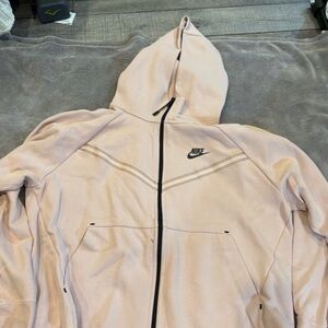 Nike Women's sportswear tech fleece full zip hoodie taupe/light pink. Never worn